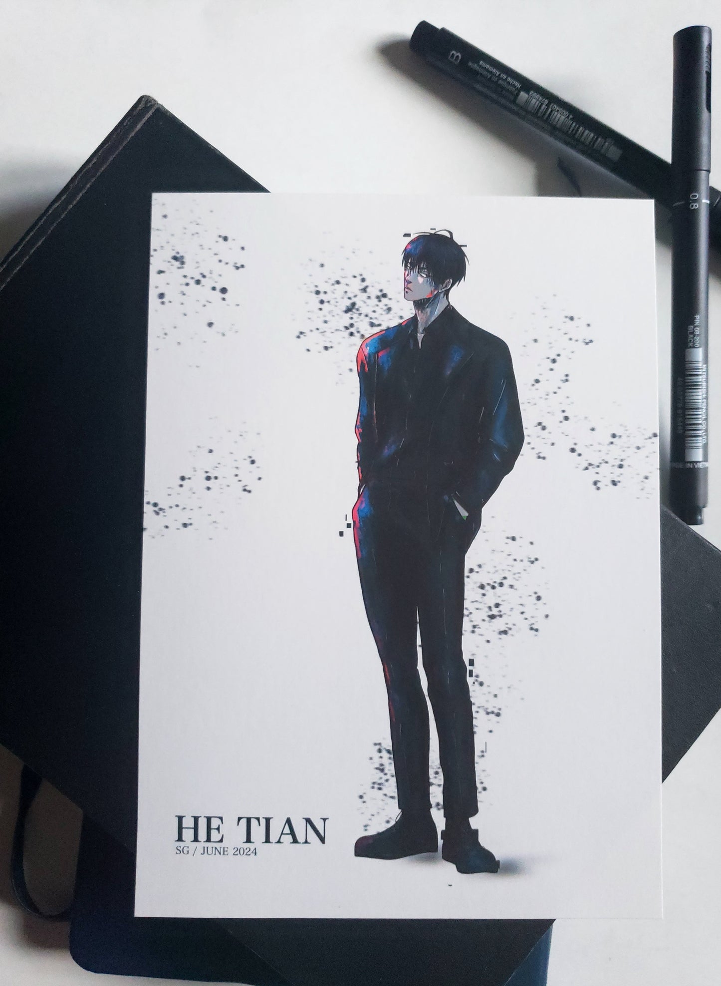 HE TIAN PRINT [BLACK SUIT]